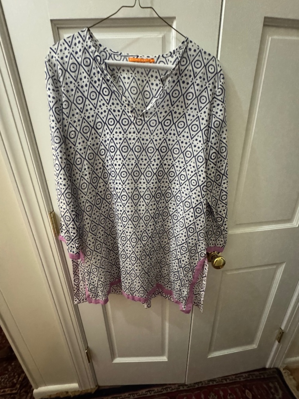 Oliphant navy and pink tunic geometric size L excellent condition